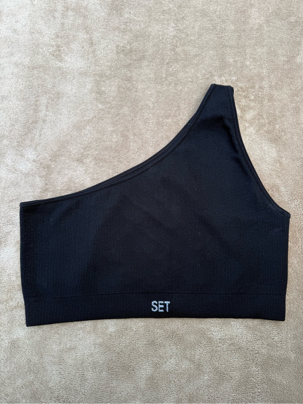 Set Active One-Shoulder Black Seamless Bra